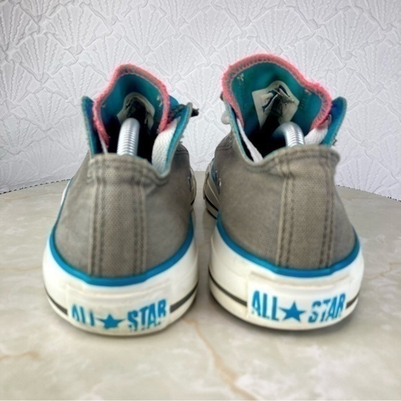 Converse All Star Double Tongue Sneakers Womens 7 Gray Pink Canvas Low Top Shoes - Picture 8 of 11